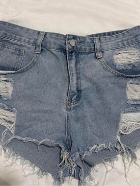 BECCA Light Blue Distressed Jean Shorts